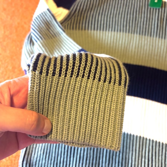 Frank and Oak green, navy and white stripes organic cotton ribbed sweater NWT - Picture 5 of 9